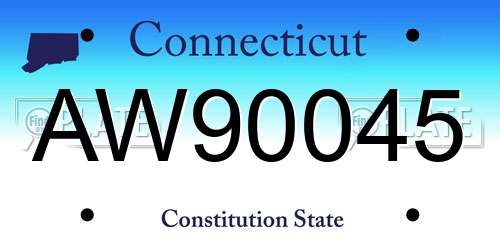 AW90045 Connecticut License Plate