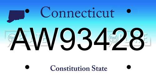AW93428 Connecticut License Plate