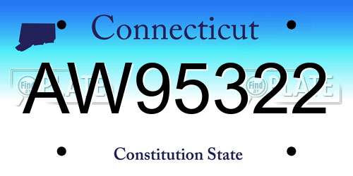 AW95322 Connecticut License Plate