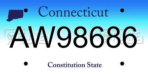 AW98686 Connecticut License Plate