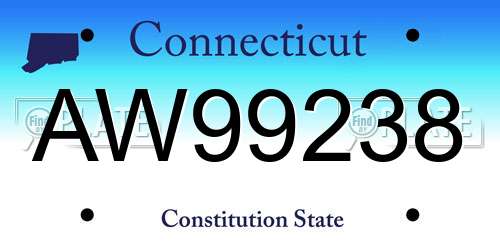 AW99238 Connecticut License Plate