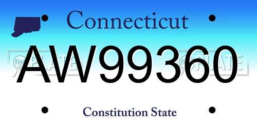 AW99360 Connecticut License Plate