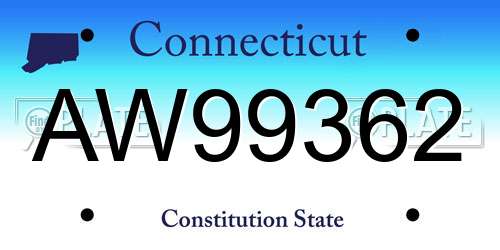 AW99362 Connecticut License Plate