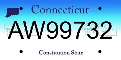 AW99732 Connecticut License Plate