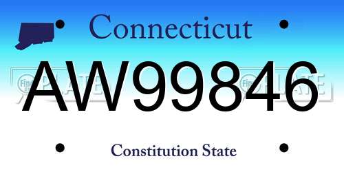 AW99846 Connecticut License Plate