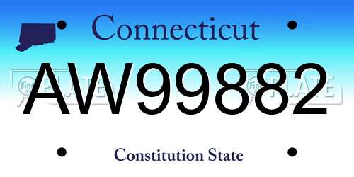 AW99882 Connecticut License Plate