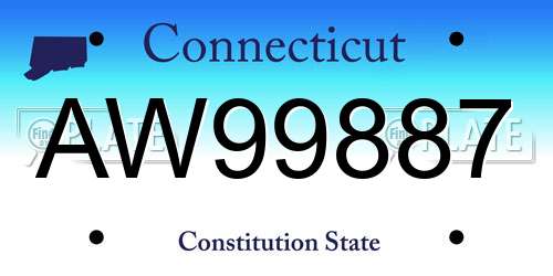 AW99887 Connecticut License Plate
