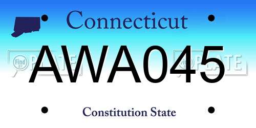 AWA045 Connecticut License Plate