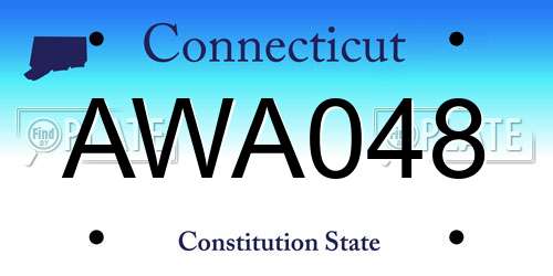 AWA048 Connecticut License Plate