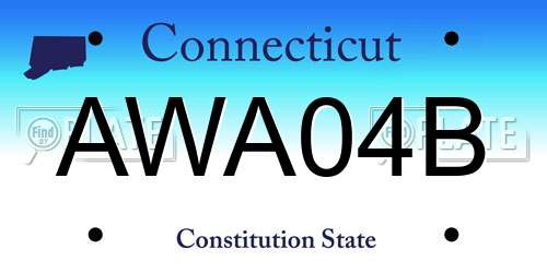 AWA04B Connecticut License Plate