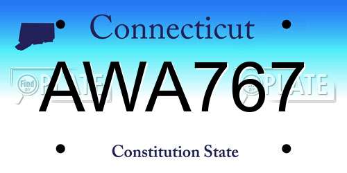 AWA767 Connecticut License Plate