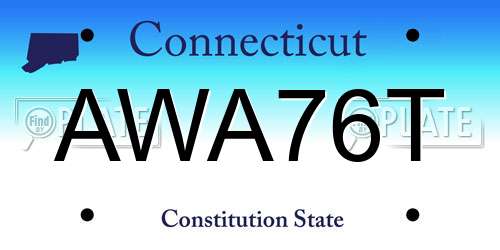 AWA76T Connecticut License Plate
