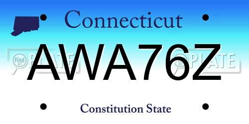 AWA76Z Connecticut License Plate