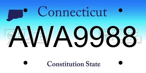 AWA9988 Connecticut License Plate