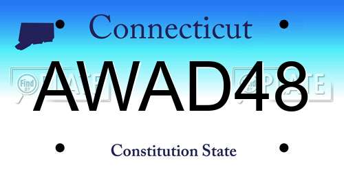 AWAD48 Connecticut License Plate