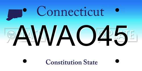 AWAO45 Connecticut License Plate