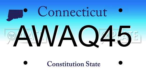AWAQ45 Connecticut License Plate