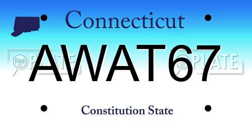 AWAT67 Connecticut License Plate