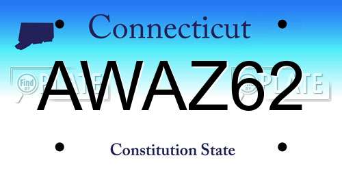 AWAZ62 Connecticut License Plate