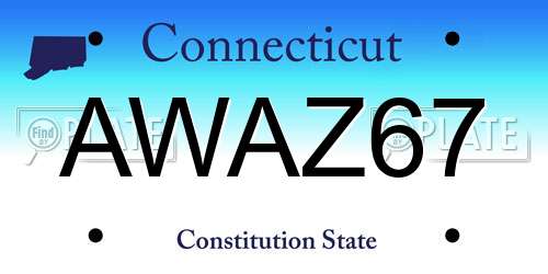 AWAZ67 Connecticut License Plate