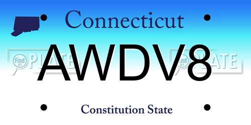 AWDV8 Connecticut License Plate