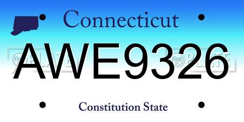 AWE9326 Connecticut License Plate