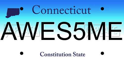 AWES5ME Connecticut License Plate