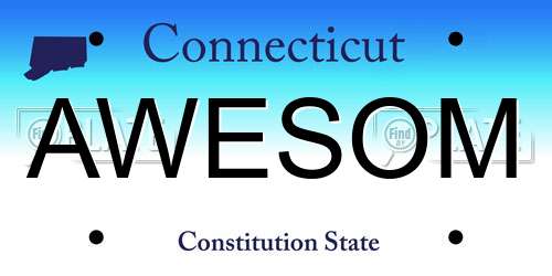 AWESOM Connecticut License Plate