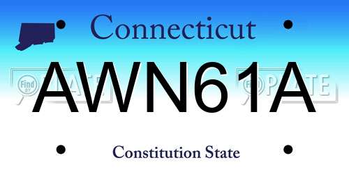 AWN61A Connecticut License Plate