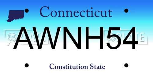 AWNH54 Connecticut License Plate