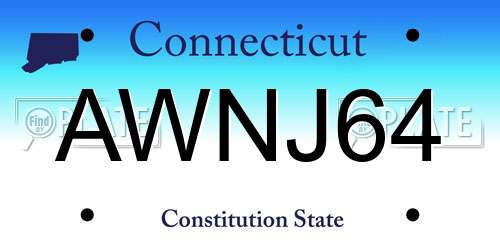 AWNJ64 Connecticut License Plate