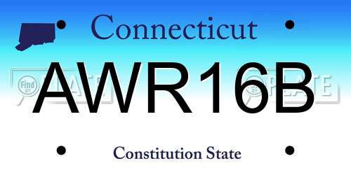 AWR16B Connecticut License Plate