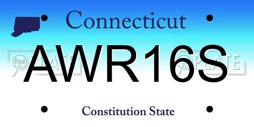AWR16S Connecticut License Plate