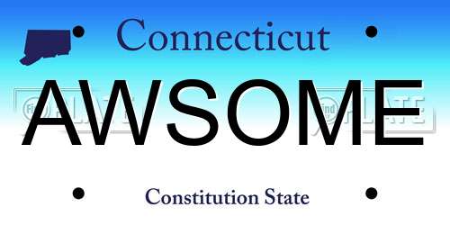 AWSOME Connecticut License Plate