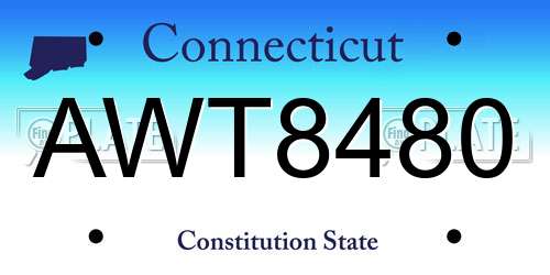 AWT8480 Connecticut License Plate