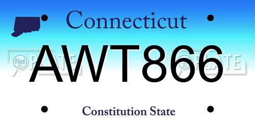 AWT866 Connecticut License Plate