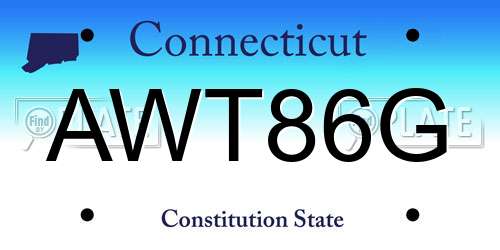 AWT86G Connecticut License Plate