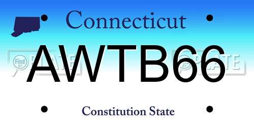 AWTB66 Connecticut License Plate