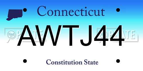 AWTJ44 Connecticut License Plate
