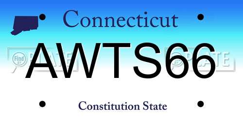 AWTS66 Connecticut License Plate