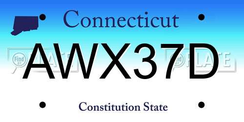 AWX37D Connecticut License Plate