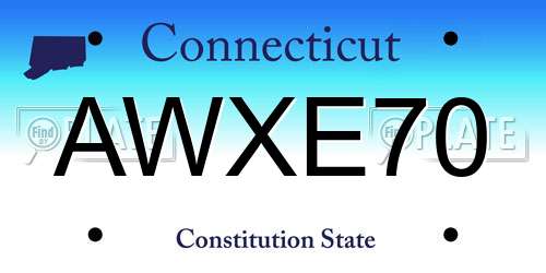AWXE70 Connecticut License Plate