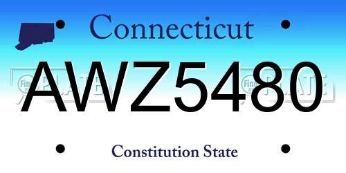 AWZ5480 Connecticut License Plate