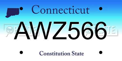 AWZ566 Connecticut License Plate