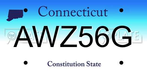 AWZ56G Connecticut License Plate