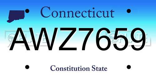 AWZ7659 Connecticut License Plate