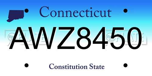 AWZ8450 Connecticut License Plate