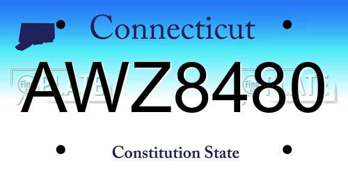 AWZ8480 Connecticut License Plate