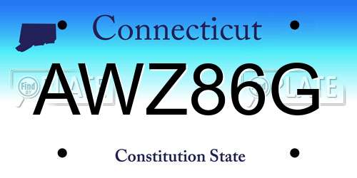 AWZ86G Connecticut License Plate