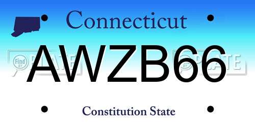 AWZB66 Connecticut License Plate